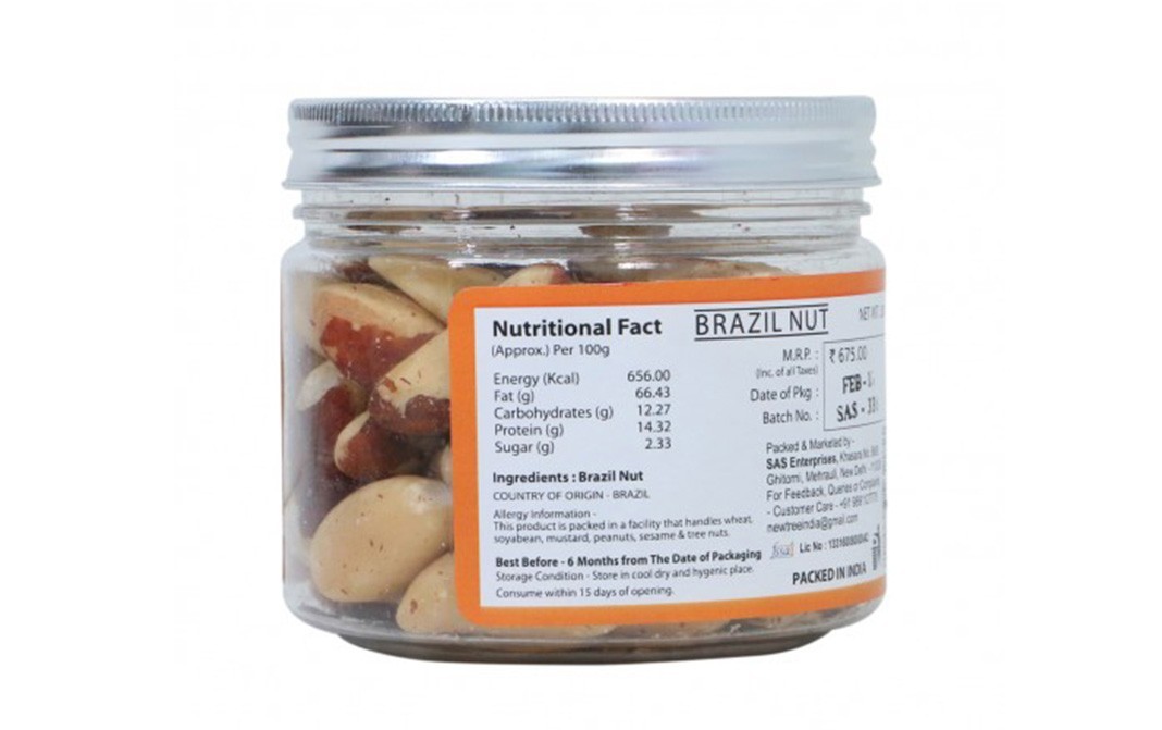 New Tree Brazil Nut Premium Dry Fruit   Jar  200 grams